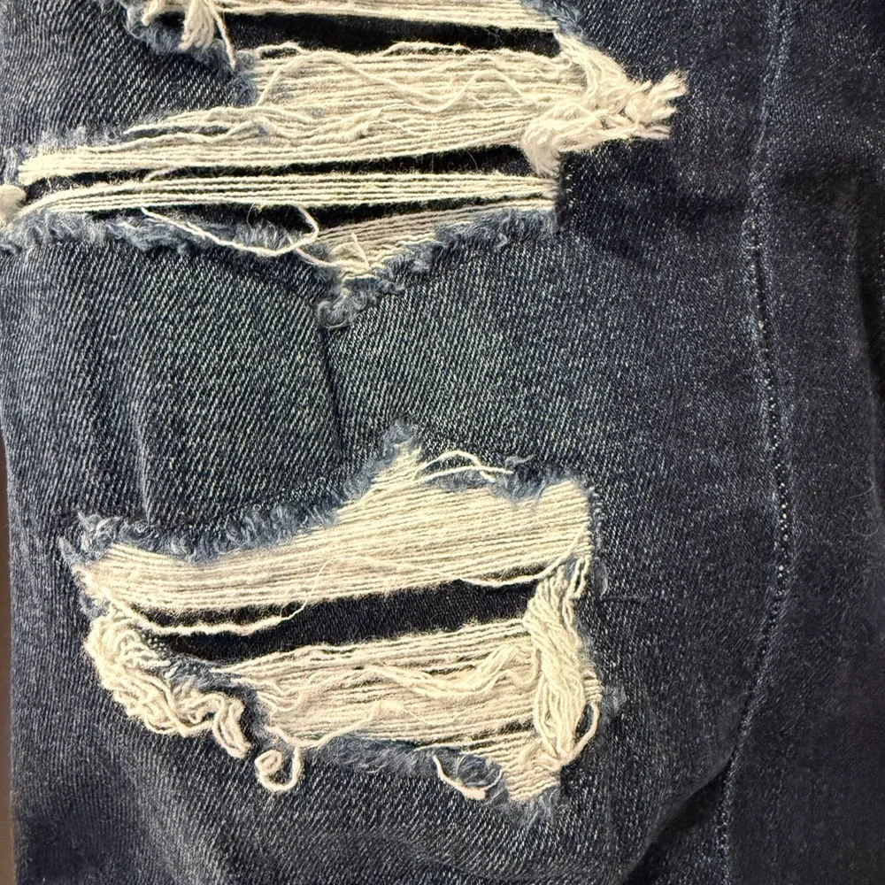 American Eagle Outfitters Dark Blue Distressed Skinny Jeans - Picture 2 of 5